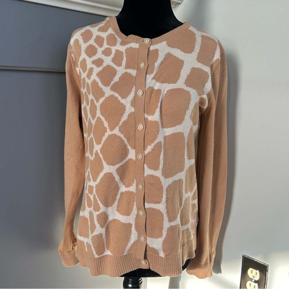 Isaac Mizrahi Live Cardigan Size Small Giraffe Animal Print Long Sleeve